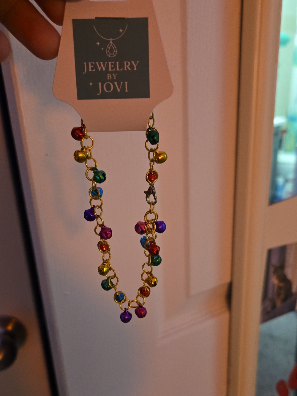 Multicolor Gold-Tone Bell Charm Necklace
